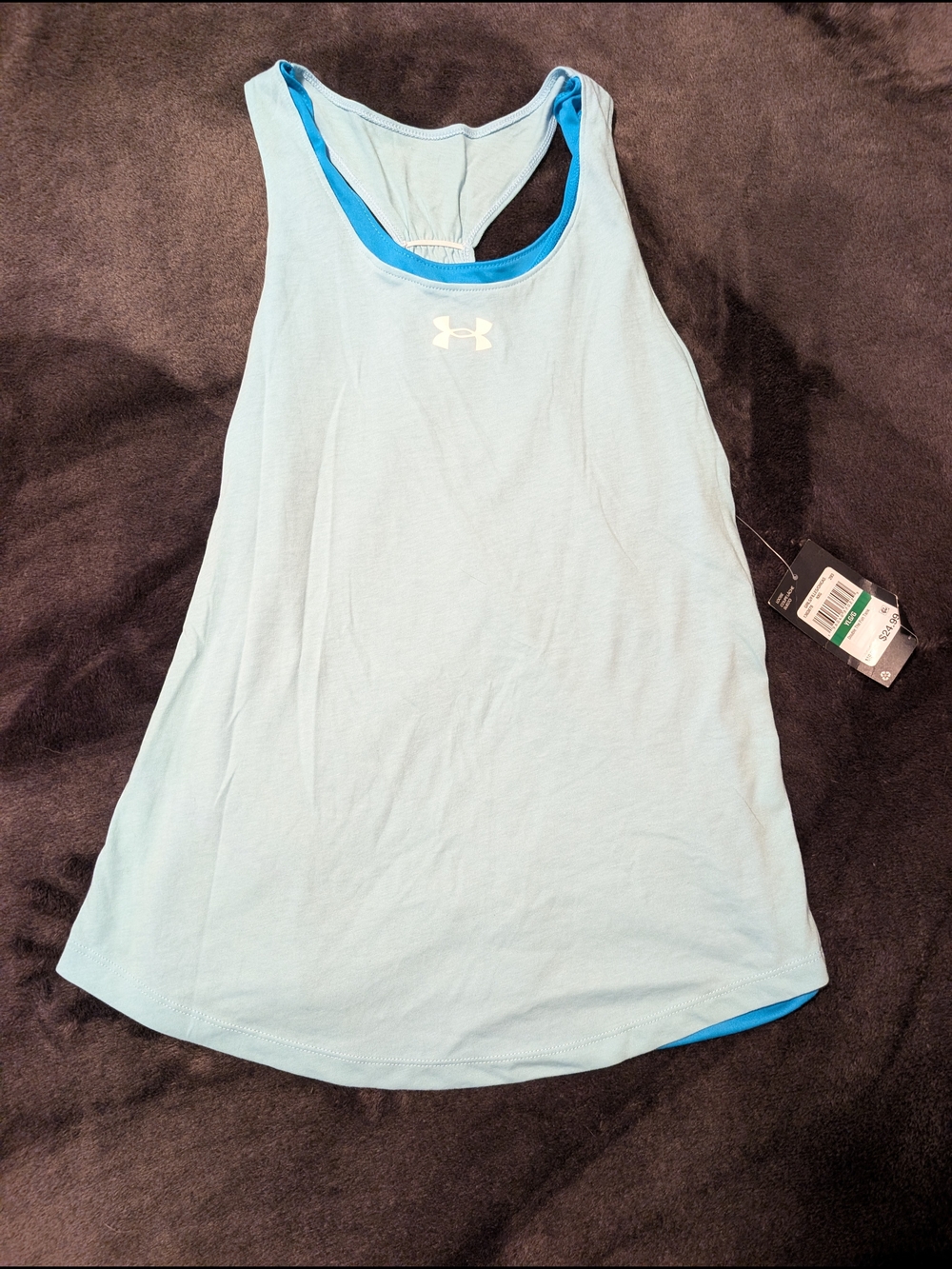 Under Armour Light Blue Racerback Performance Tank with Blue Trim